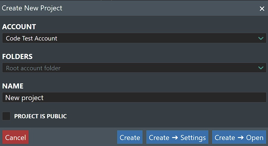 New Project Dialog