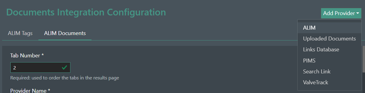 Configuration Add ALIM