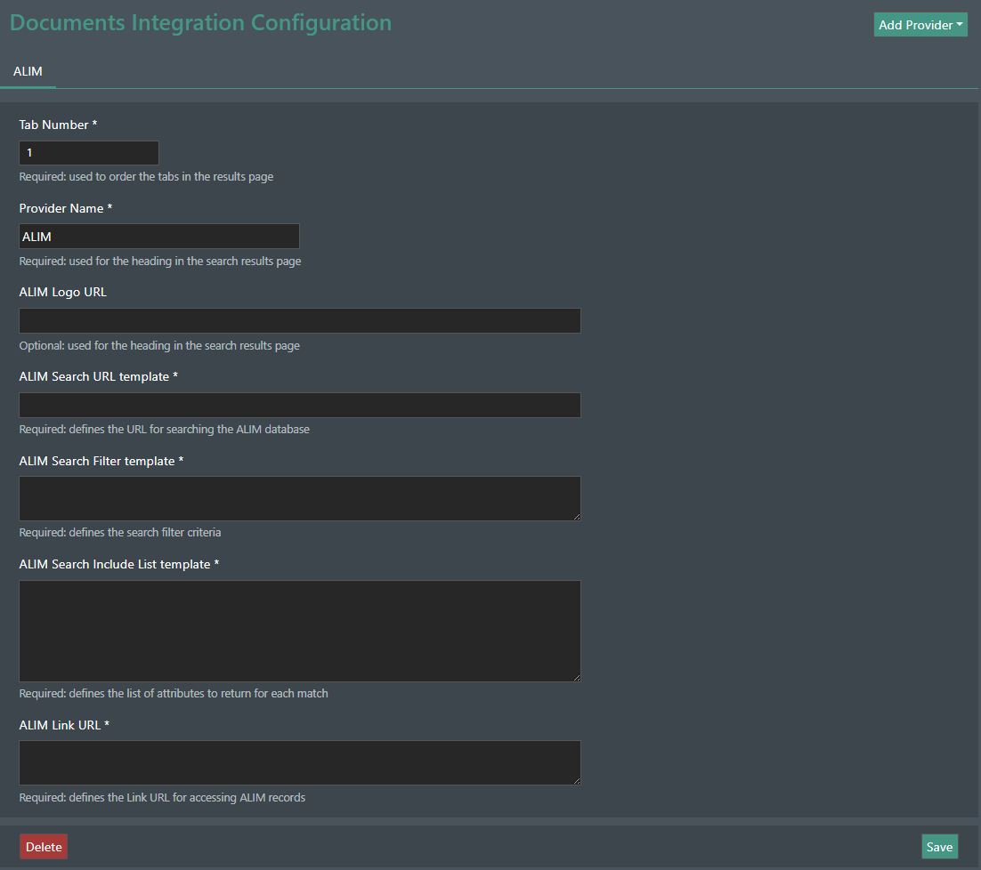 New ALIM configuration