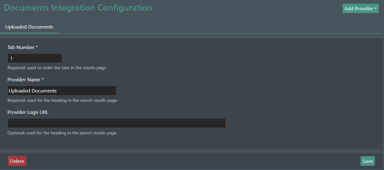 Configuration Uploaded Documents