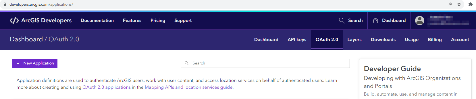 Add new oauth 2.0 application