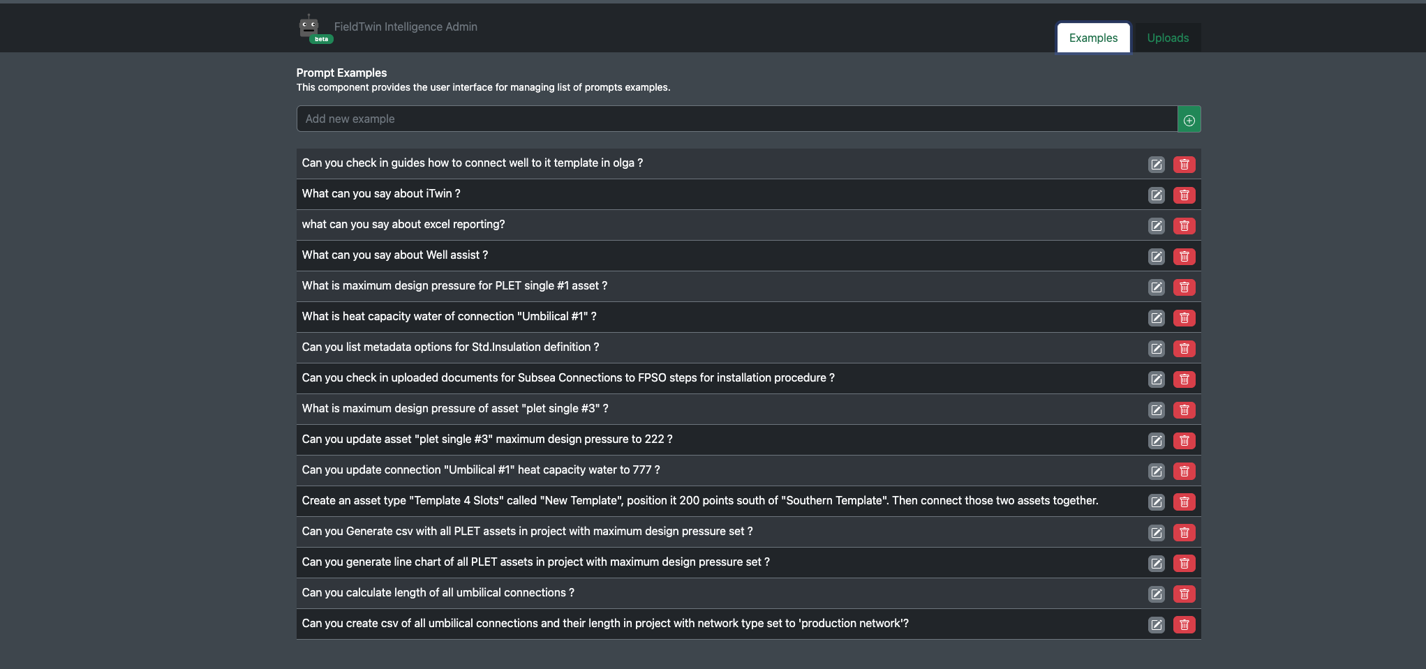 Admin Examples Management