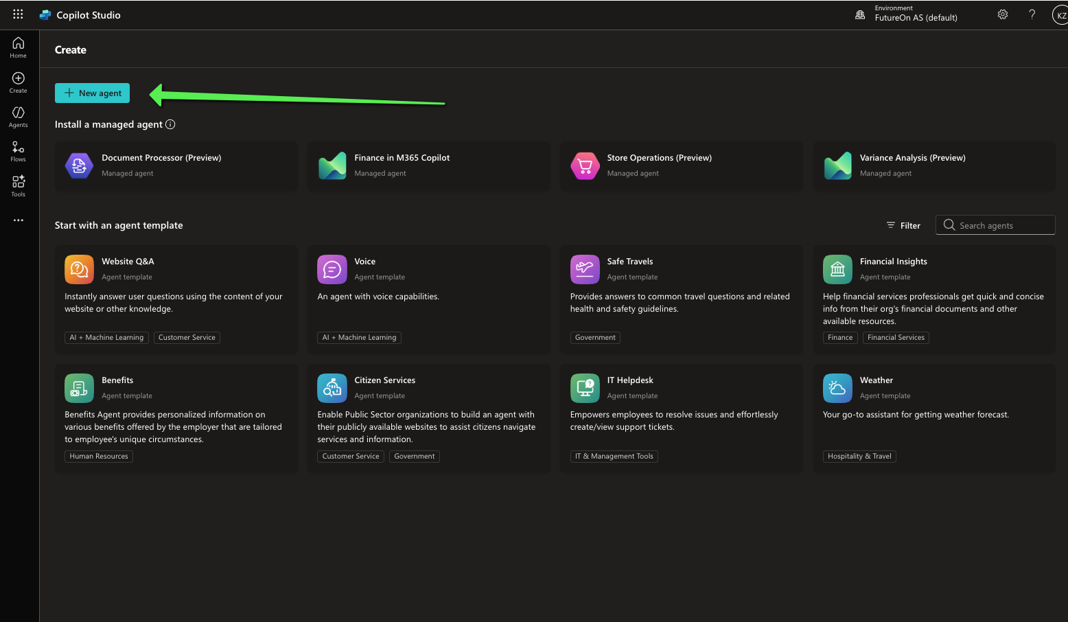 Microsoft Copilot Studio Agent Creation