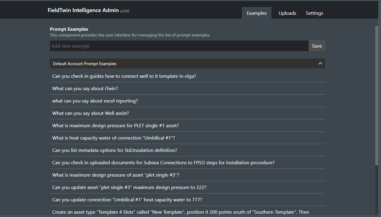 Default Account Prompts accordion