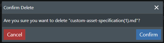 Delete document popup