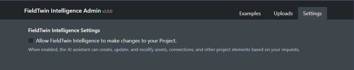 Admin settings view