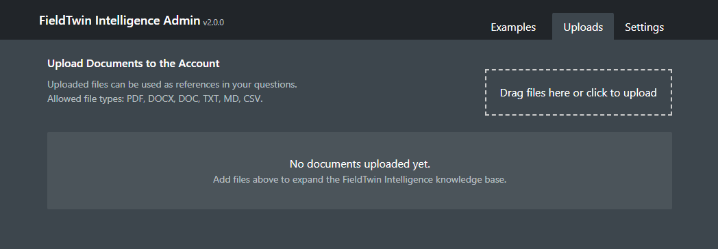 Admin uploads view