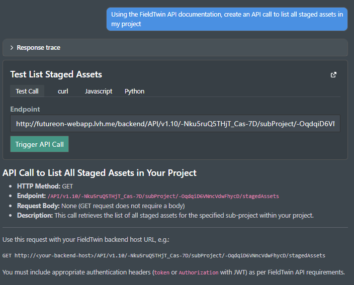 API call creator