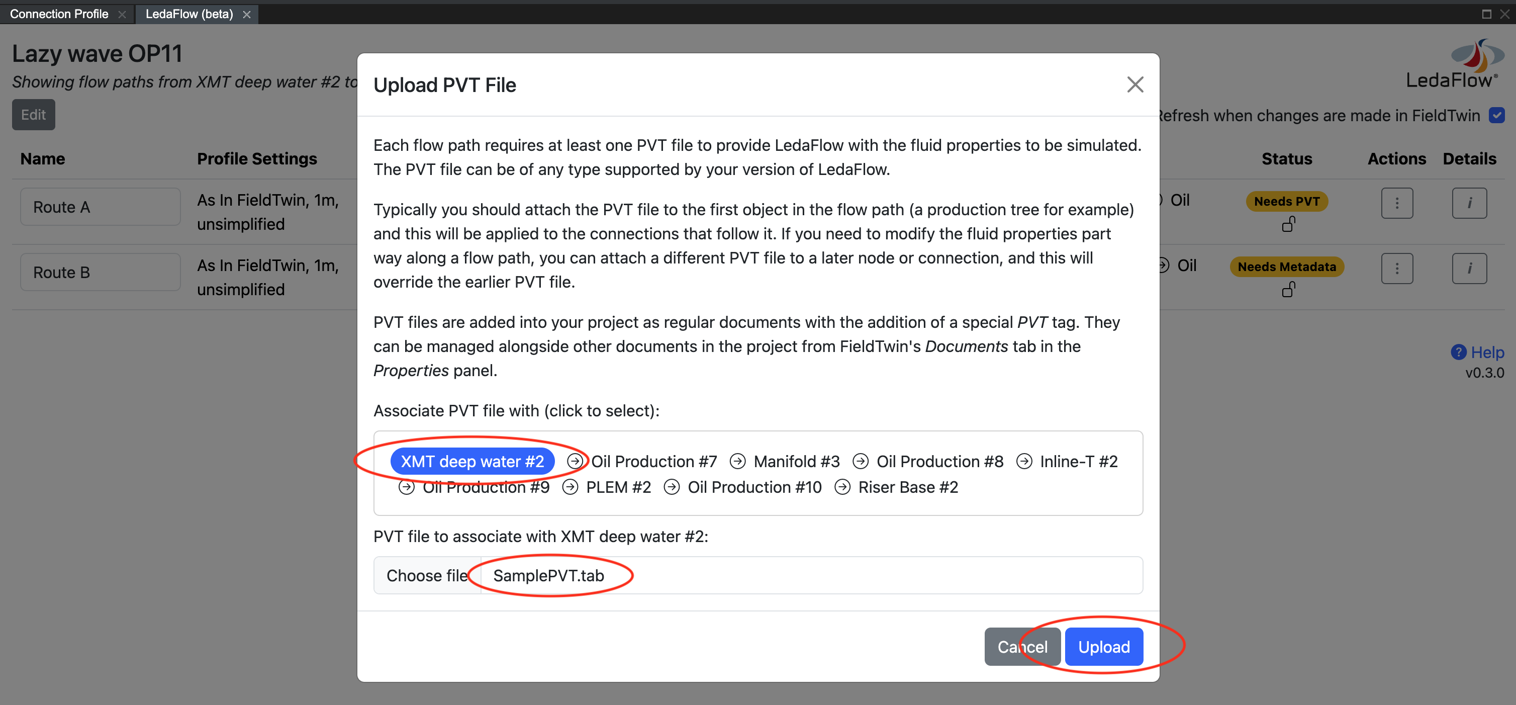 Upload PVT file function