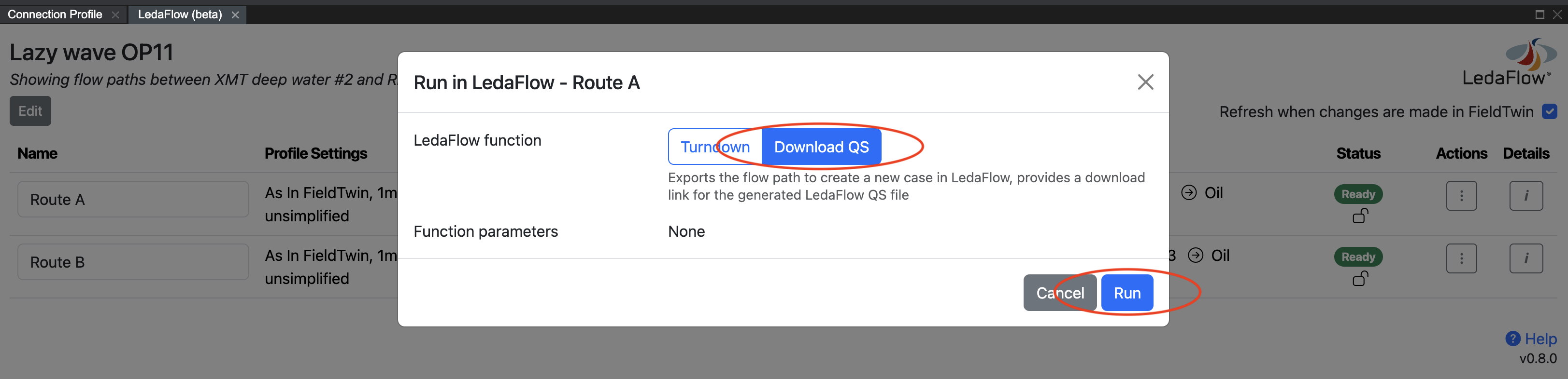 Running the Download QS function