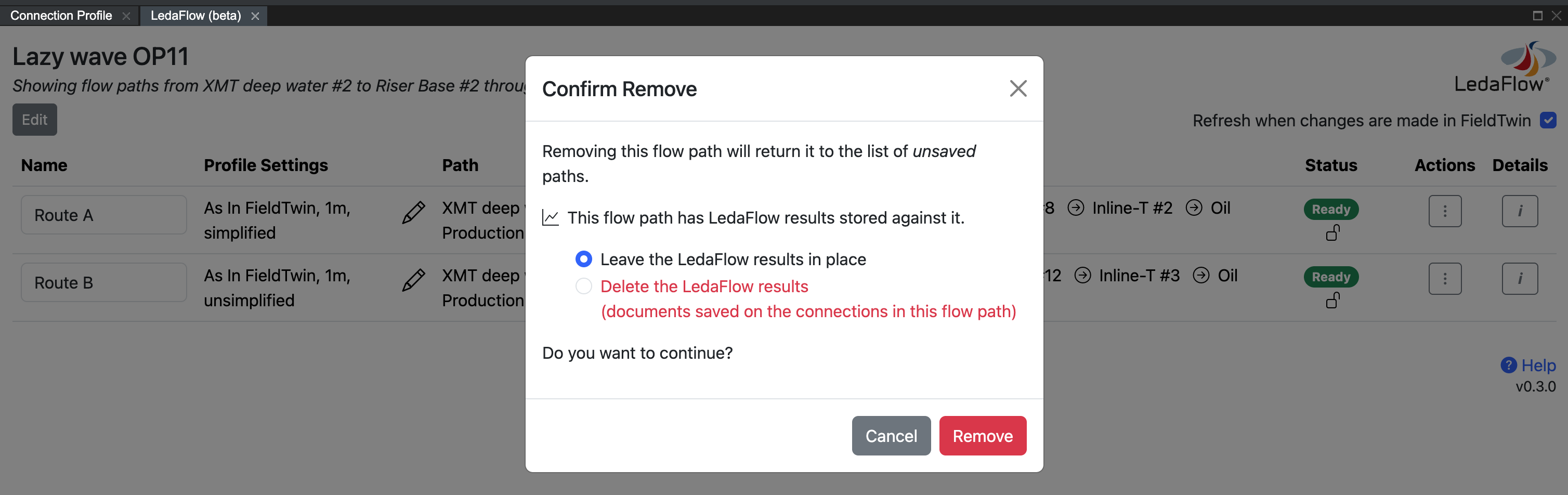 Remove a flow path