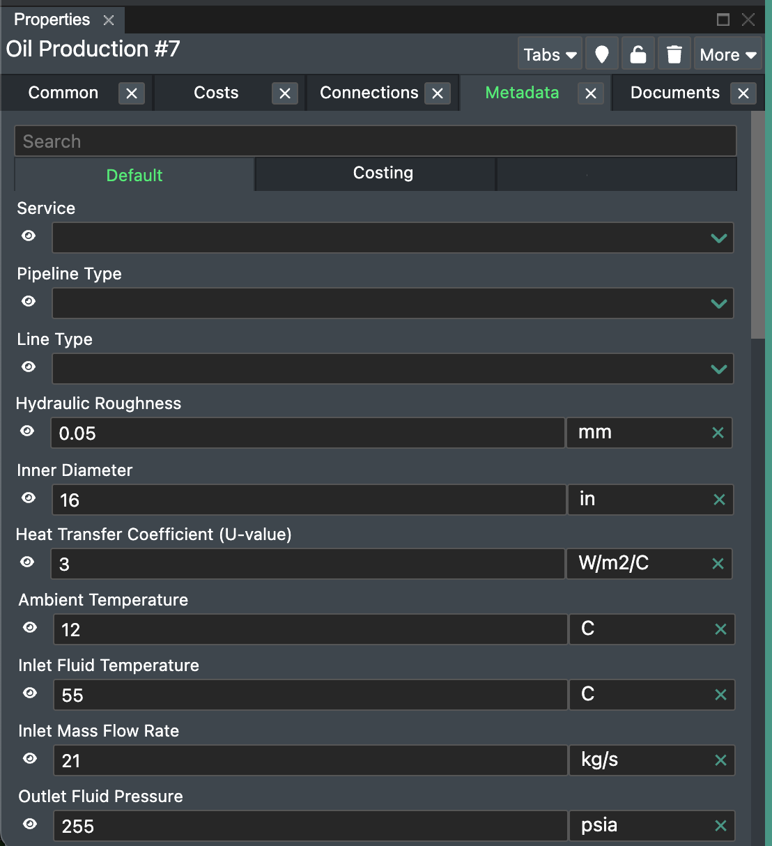 Metadata for connection