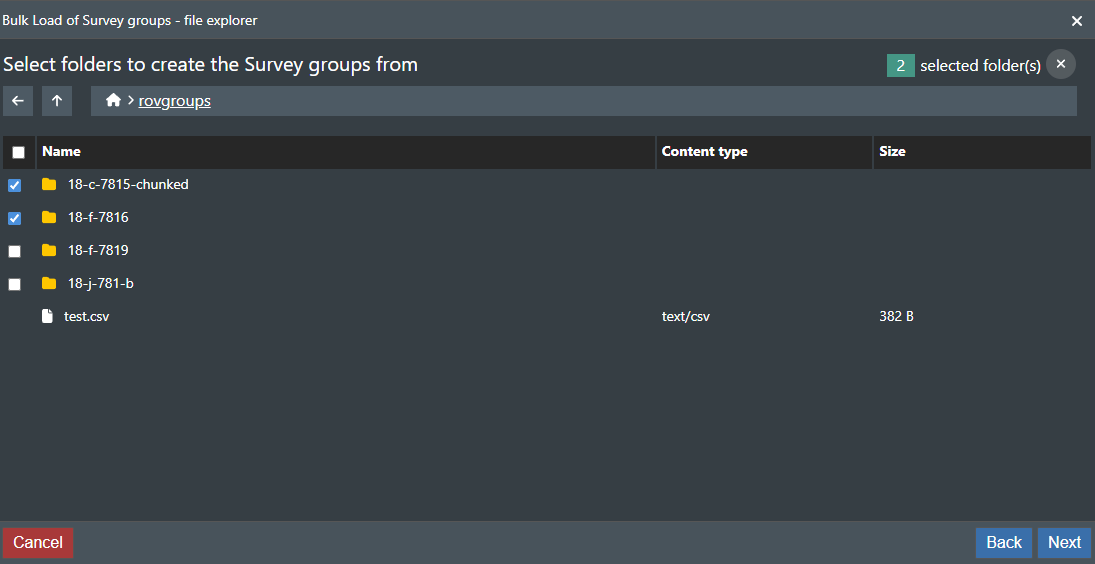 Selected folder view