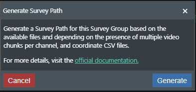 Generate survey path info popup