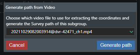 Generate survey path popup - choose CSV file