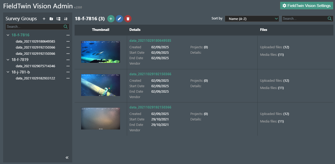 Admin main view