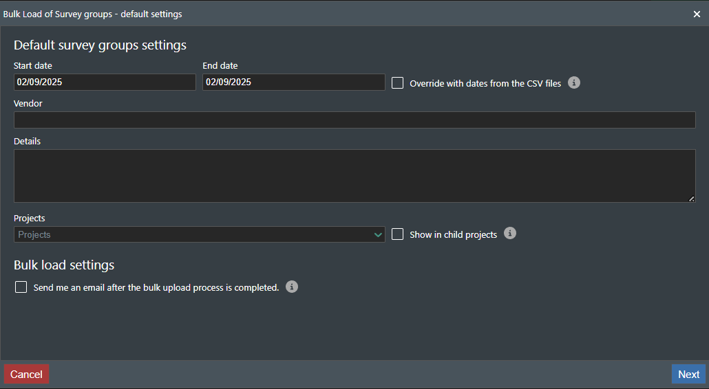 Initial bulk create dialog