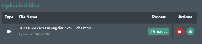 Uploaded files list