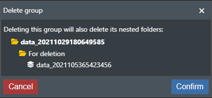 Delete subgroup popup