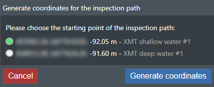 Generate coordinates popup