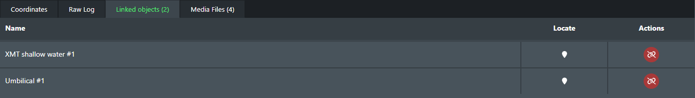 Linked objects tab