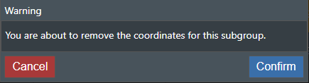 Delete coordinates confirmation popup