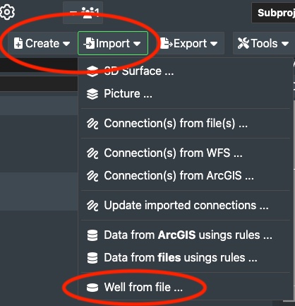 Create or import well