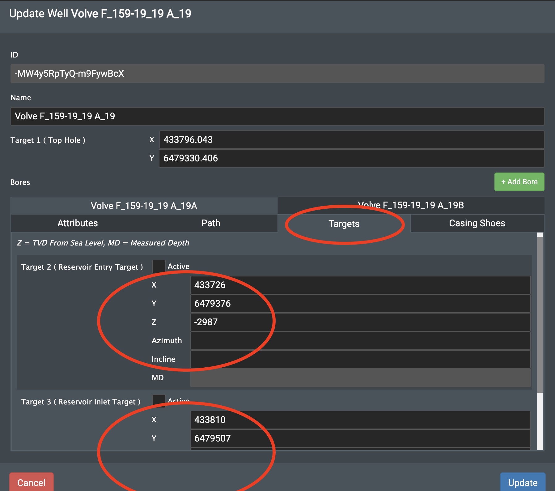 Define reservoir targets